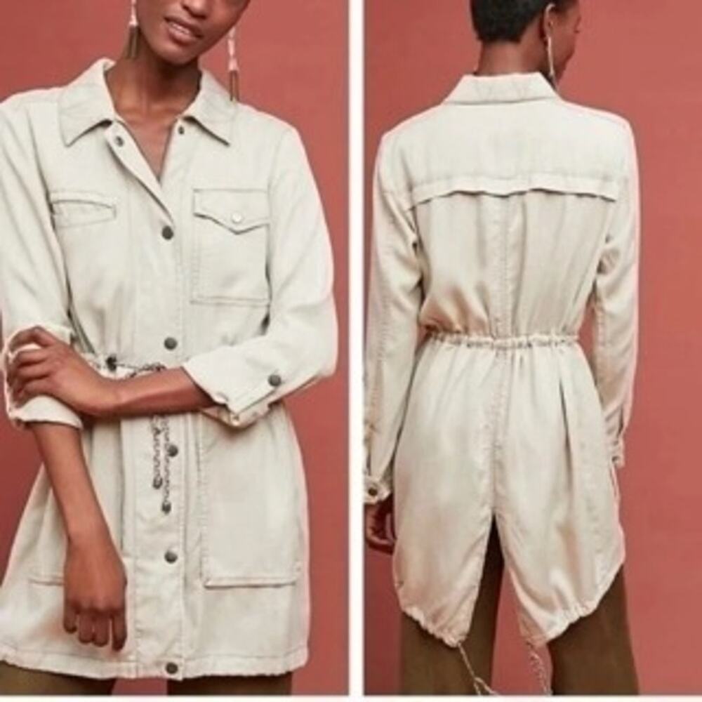 Anthropologie Manto Field Jacket Khaki Drawstring Waist Size XS Lightweight